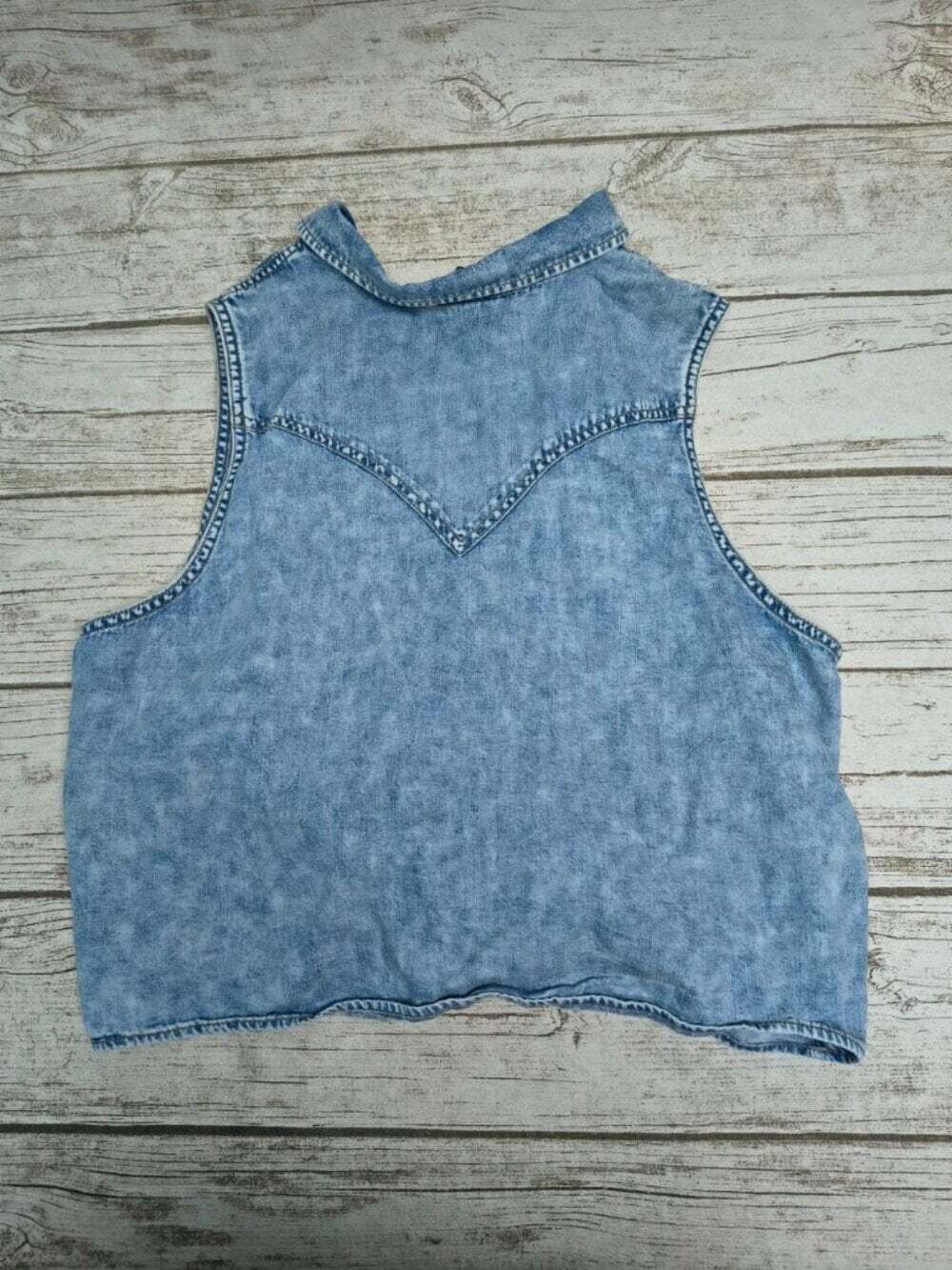 Wrangler Retro XL Acid Wash Denim Western Sleeveless Tie Front - Picture 6 of 6